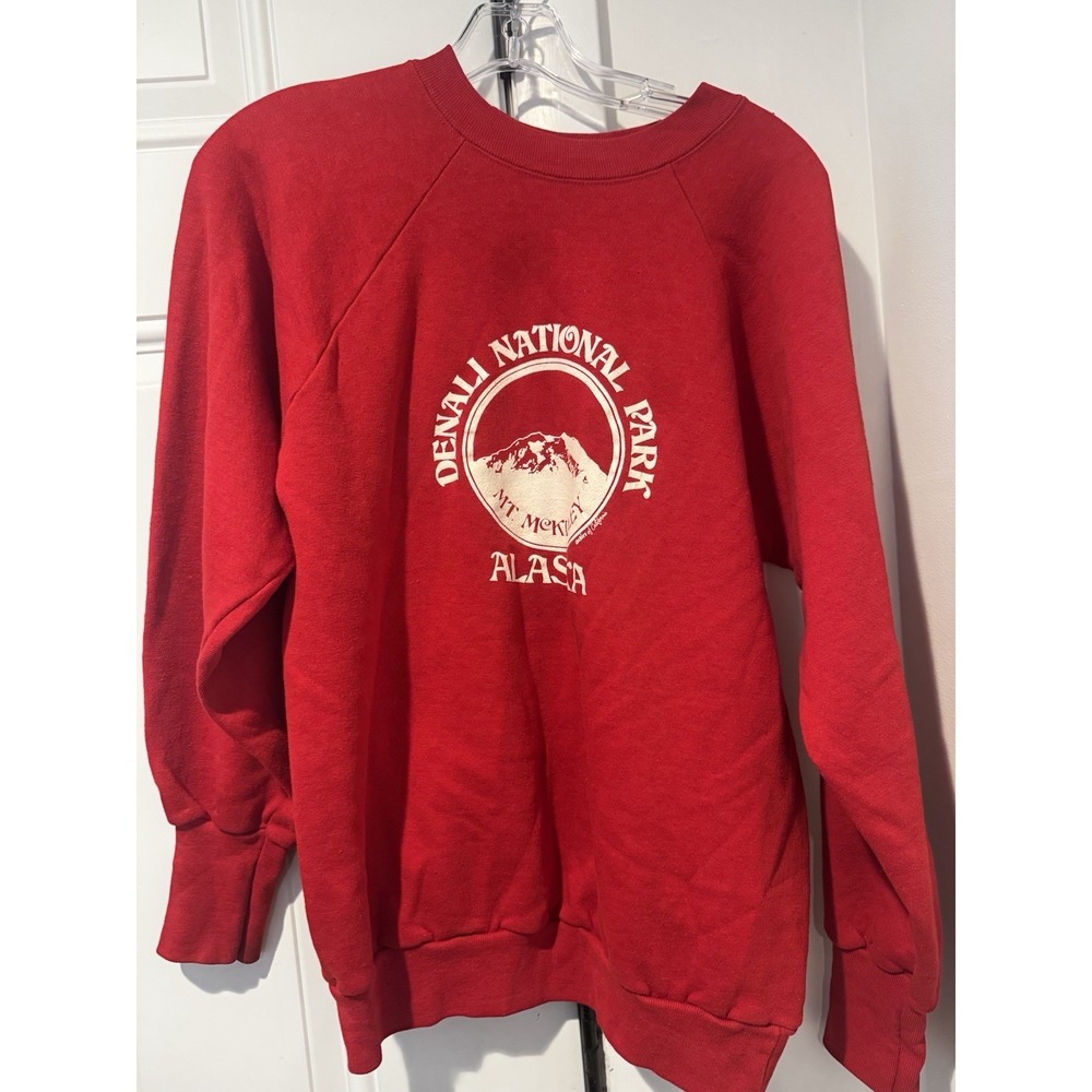Vintage Denali National Park Mt. McKinley Alaska Red Sweatshirt Womens L
